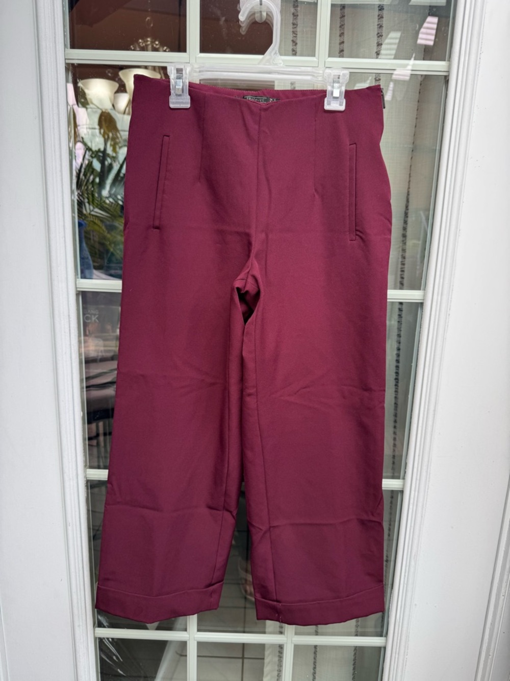 Y💐Zara Trafaluc Wide-Leg Pants in Burgandy